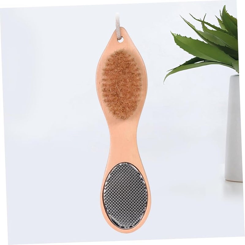 Wooden Pedicure File Double Sided with Pumice Stone Brush Foot Exfoliating Tool - Image 5